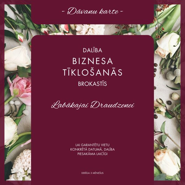 DĀVANU KARTE dalībai brokastīs